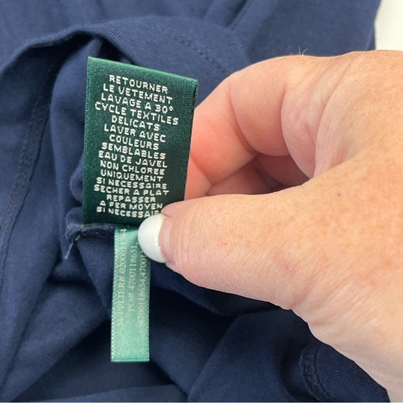 Lauren Ralph Lauren Equestrian Bridle Print Scarf Blue Gold Top Petite Small - Picture 4 of 12